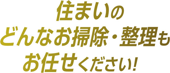 住まいのどんなお掃除・整理も お任せください！
