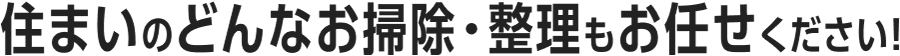 住まいのどんなお掃除・整理もお任せください！